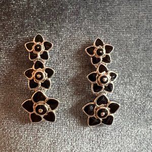 Bouquet Triple Drop Earring Jet Black and Silver